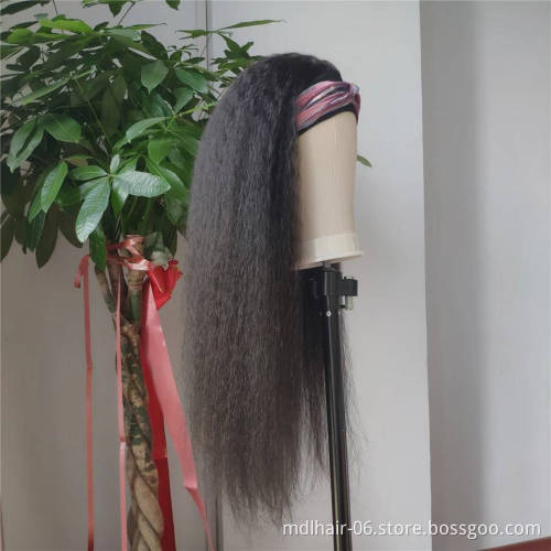 Brazilian Hair Wigs Headband wig Kinky Straight Wholesale Human Hair Vendors Raw Natural Hair Wig